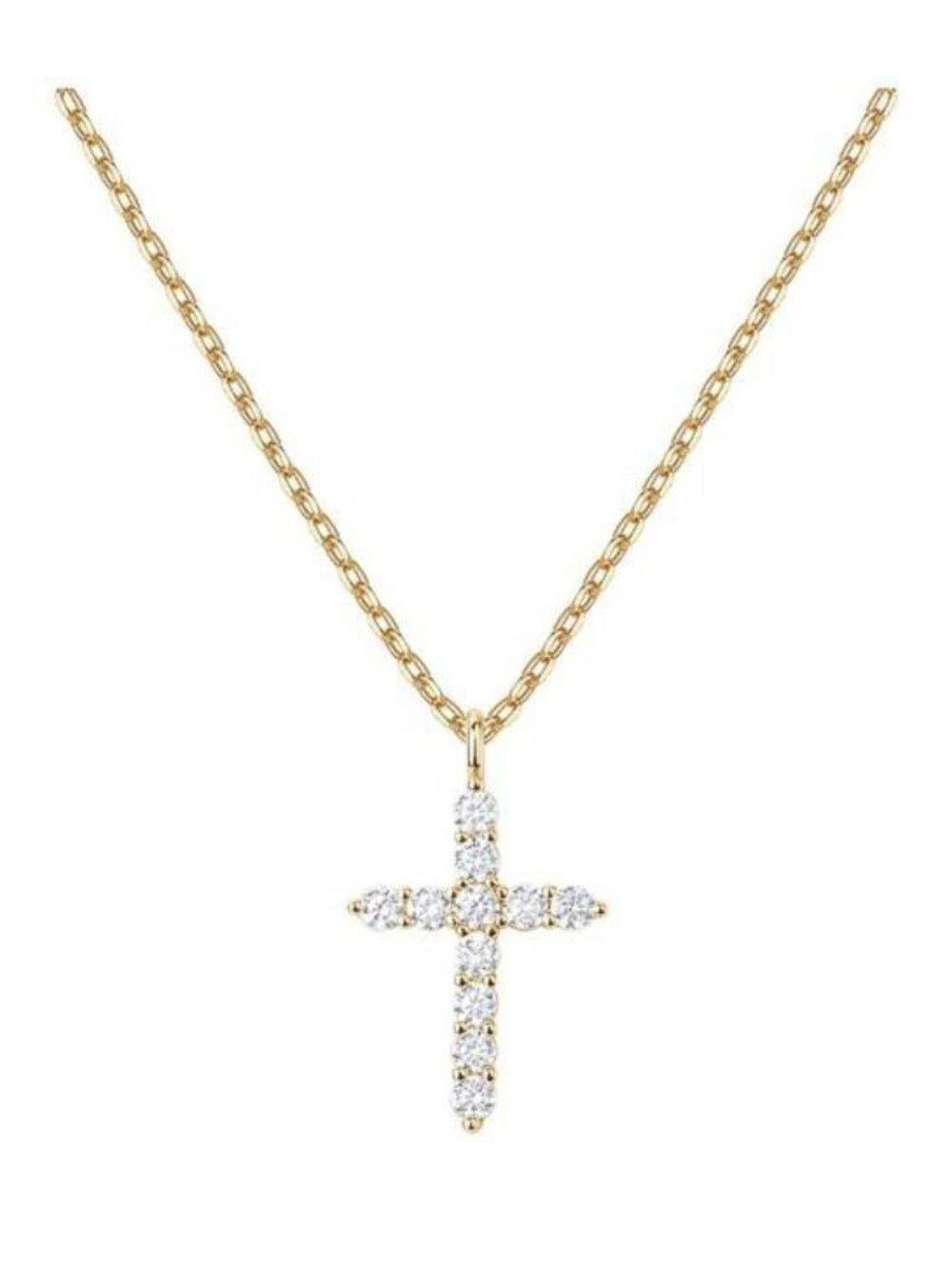 14K Gold Plated Cross Necklace Cubic Zirconia Women 20 inch Chain Confirmation
